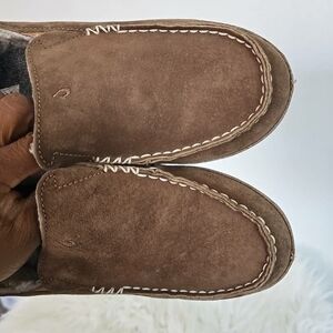 OluKai Women's Nohea Shearling Lined Slipper Winter Shoes Brown Size 9W 🌴
